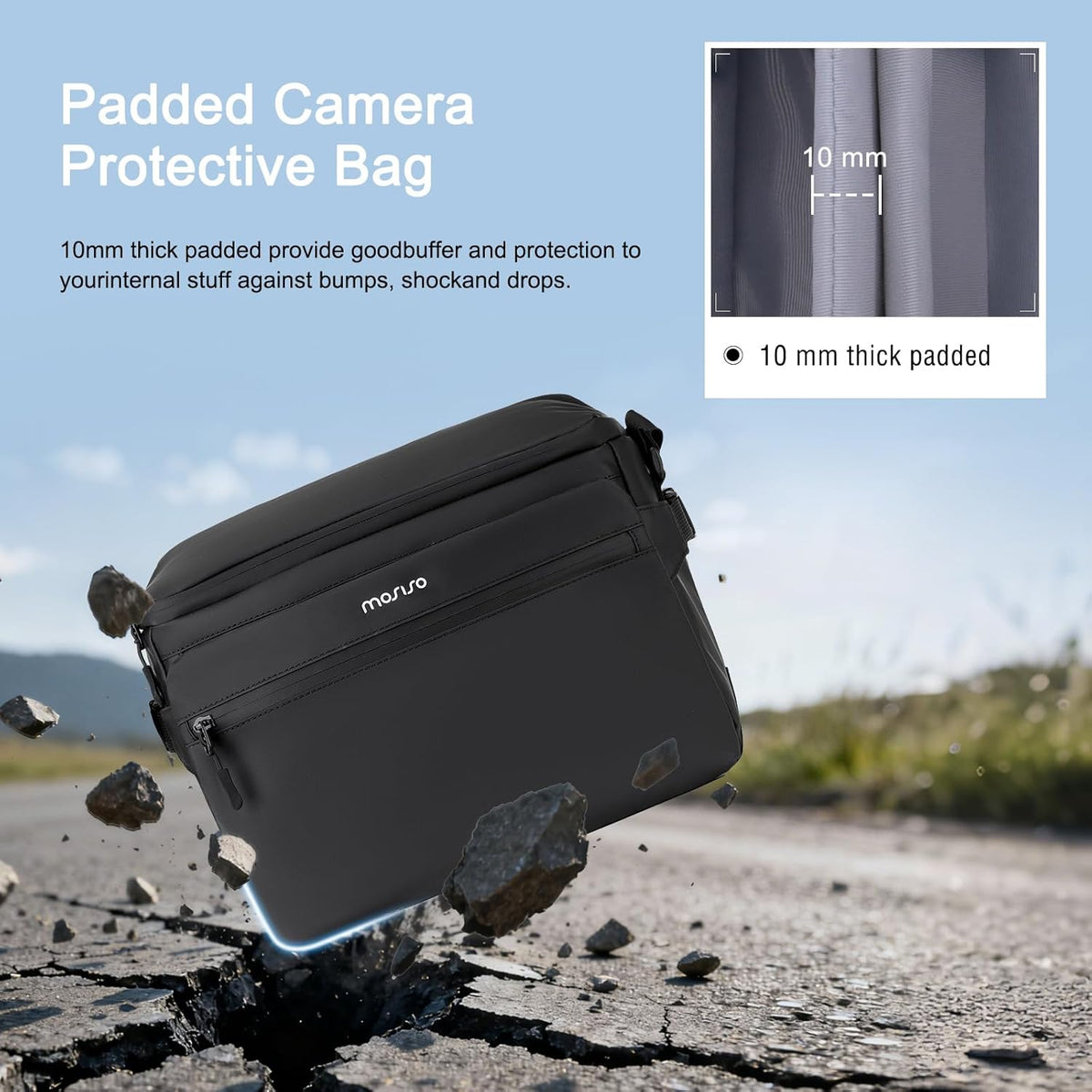 MOSISO Camera Bag Camera Case Photography Shoulder Messenger Bag, Black