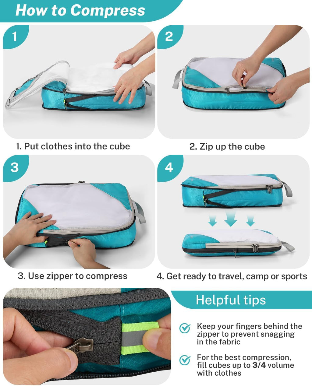 Gonex Compression Packing Cubes for Travel, Mesh Bags Luggage Organizers