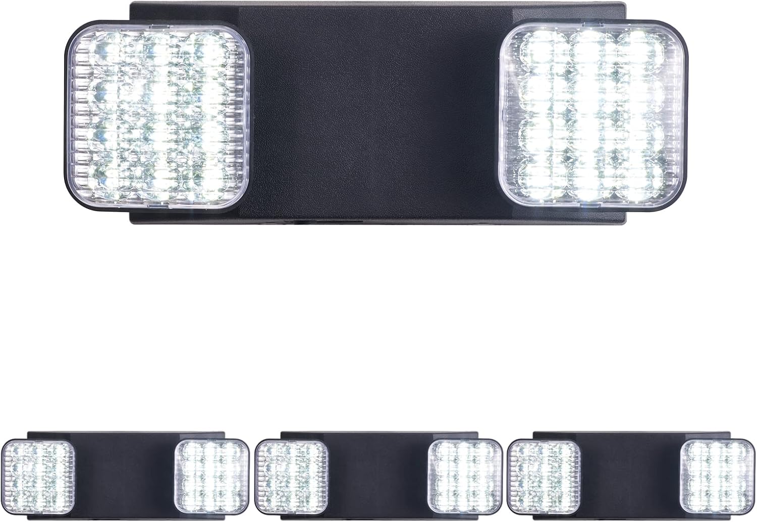 TANLUX LED Emergency Lights with Battery Backup, Two Head Adjustable Commercial Emergency Lights, UL Listed, AC 120/277V, Hardwired Emergency Exit Light Fixtures for Business - 6 Pack(White)