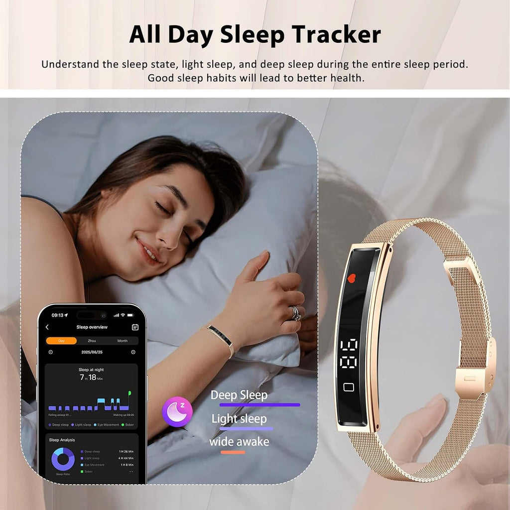Smart Bracelet for Men Women with 2 Bands 24/7 Fitness Health Tracker