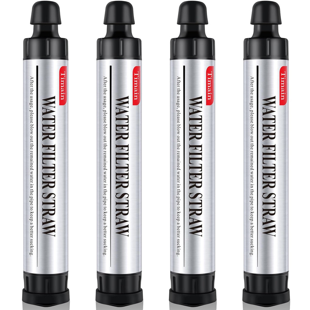 Timain 2 Pack 4-Stage Filtration, High Flow Rate Water Filter Straw, Water Purifier Survival for Emergency Kits, Travel, Camping, Hiking, Fishing, Hunting