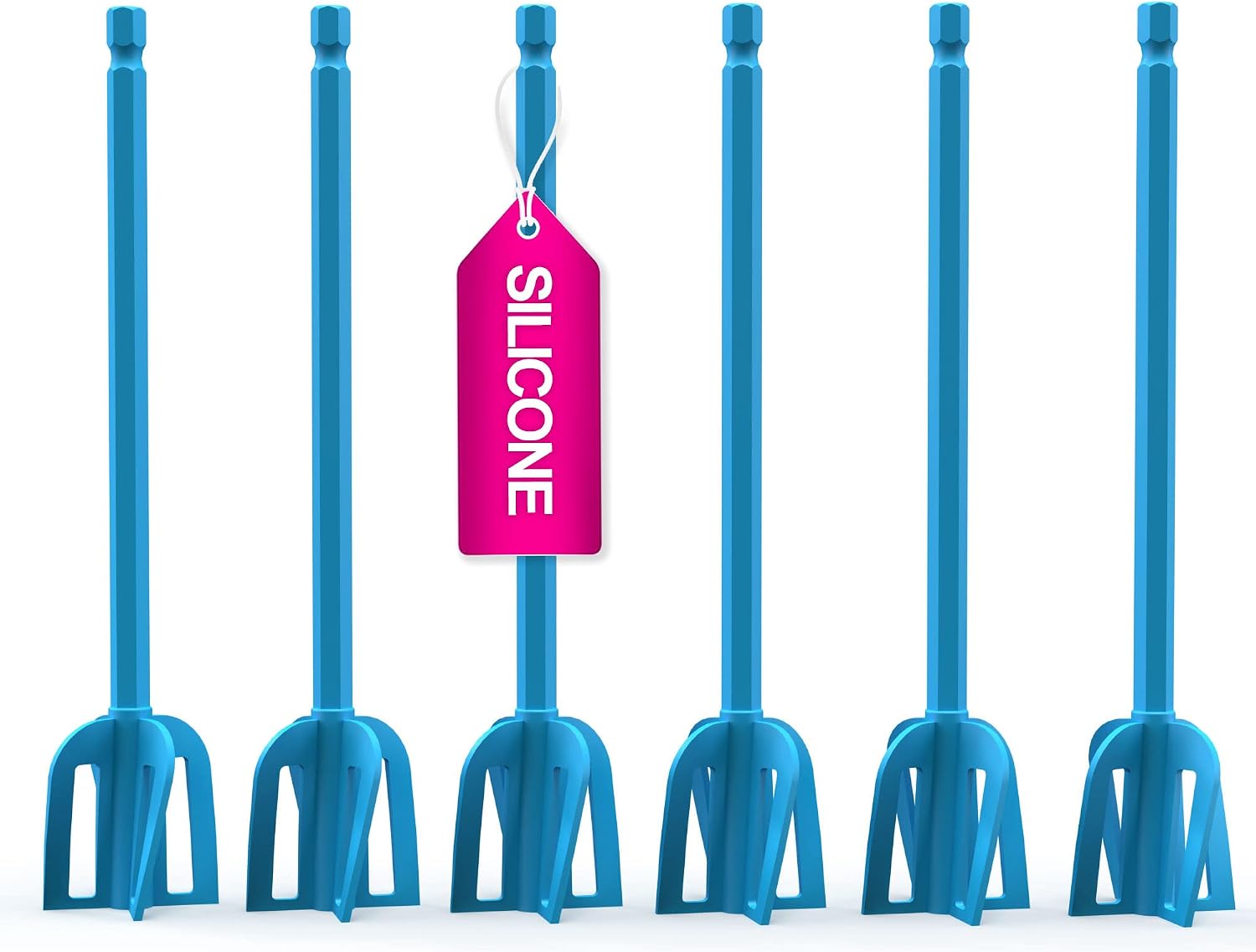 Pixiss Epoxy Resin Mixer Silicone Paddles - 12 Reusable Multipurpose Bidirectional Paint Stirrer for Drill Attachment