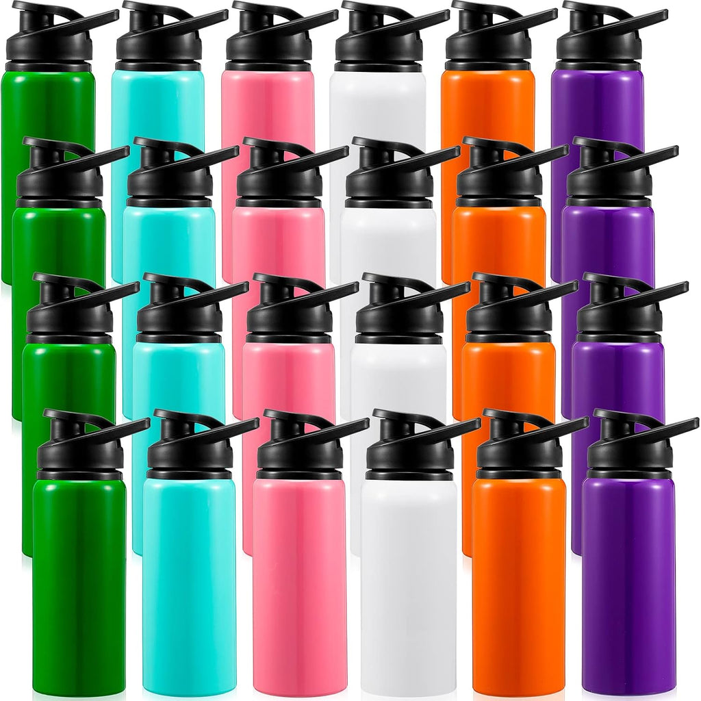 Foaincore 24 Pack Aluminum Water Bottles Bulk,17 oz Reusable Metal Lightweight Water Bottle with Leakproof Flip Lid & Carry Handle,Bulk Sports Bottles for Gym,Cycling,Hiking,Travel