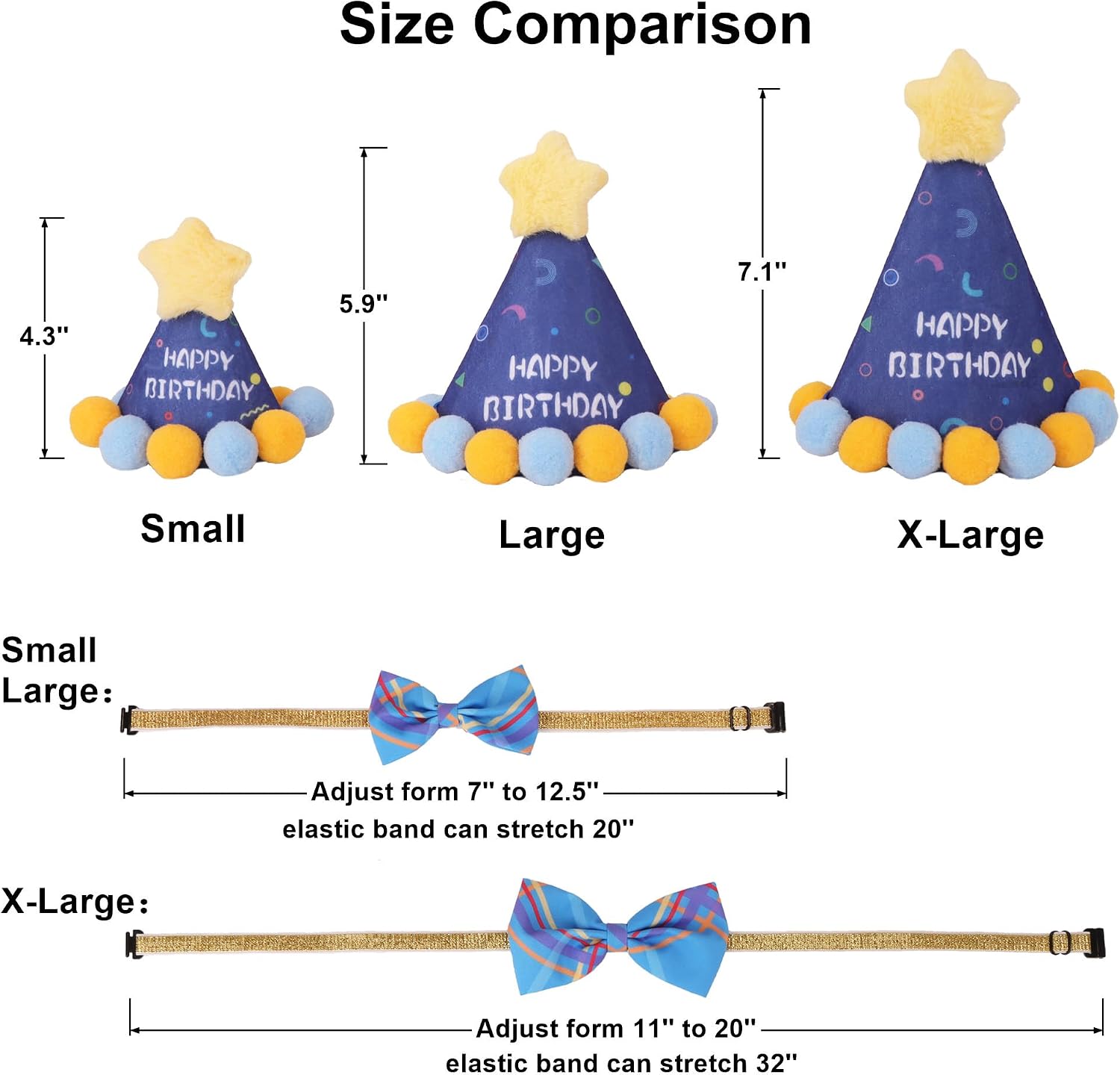 ADOGGYGO Dog Birthday Hat, Blue Birthday Boy Dog Bandana Set, X-Large