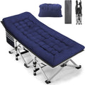 Fragess Portable Camping Cot, Sleeping Cot for Adult, 28" Extra Wide Heavy Duty Folding Cot Max Load 600LBS with Thick Mattress, Portable Camping Bed for Camp Outdoor/Office, Home Nap (Blue)