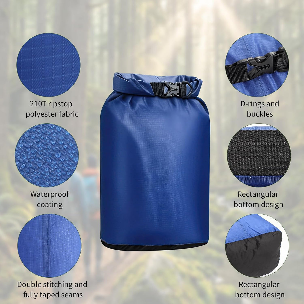 Dry Bag Waterproof 3 Pack Lightweight Outdoor Dry Sack, 6L&10L&20L, Blue