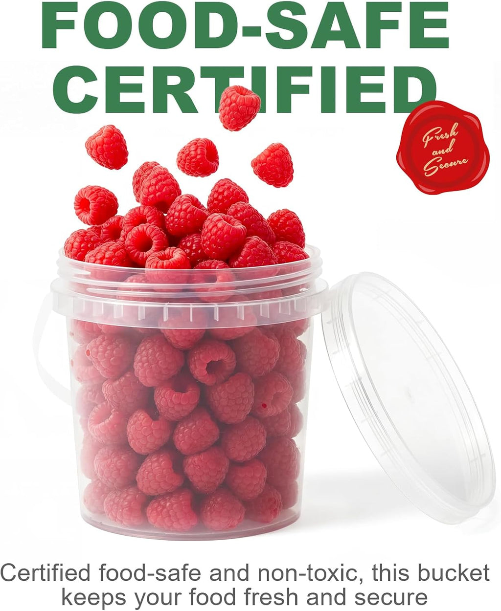 ASEVAT 10 Pack 67OZ/2000ML Airtight White Plastic Bucket with Lid & Handle, Food Grade Reusable Tub - Freezer & Microwave Safe for Ice, Ice Cream, Sauce, Soup & Party