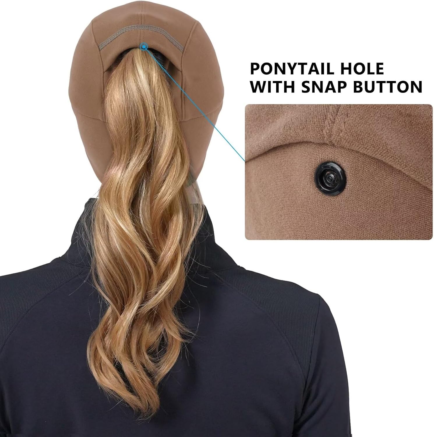 GADIEMKENSD Women's Winter Reflective Fleece Ponytail Hat with Drop Down Ear Warmer