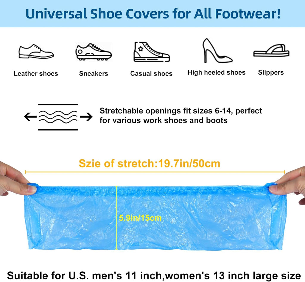 LYSHIYI 1000 Pcs Shoe Covers Disposable, Non-Slip, Reliable Shoe Covers for Indoors, 15.7'' Adjustable Size Great Value Boot Covers for Home, Hospitals, and Businesses