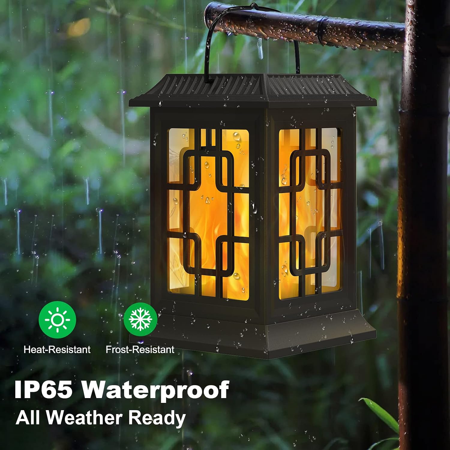 Solar Lanterns Outdoor Waterproof, Hanging Solar Lights 2 Pack