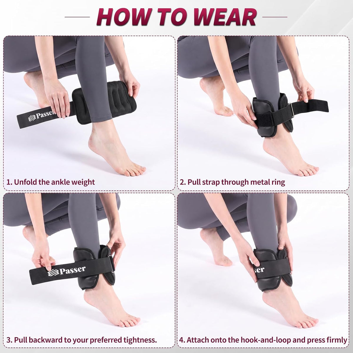 Ankle & Wrist Weights for Women Men 1/2/4/6/8/10 lbs per Pair | PU Leather