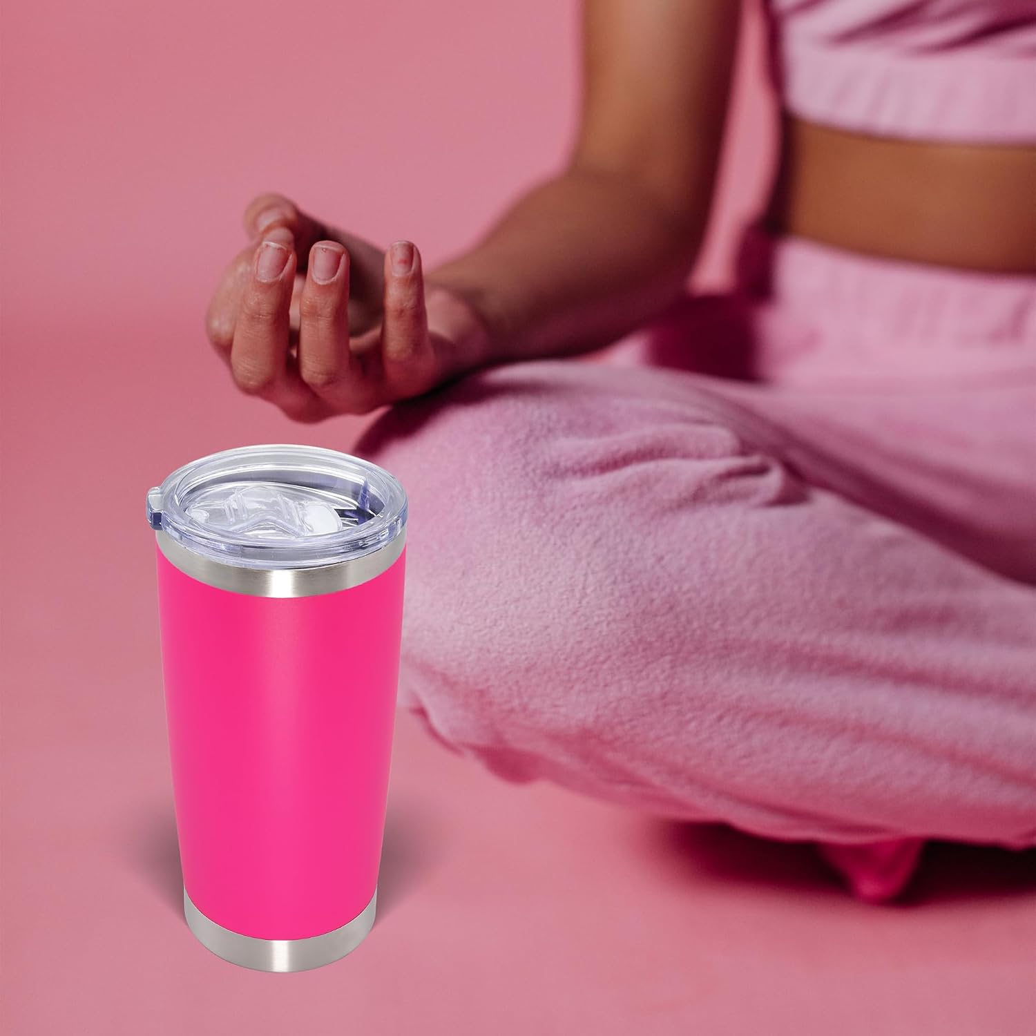 20oz Tumbler with Lid Stainless Steel Tumblers Insulated Mug Hot Pink 12P