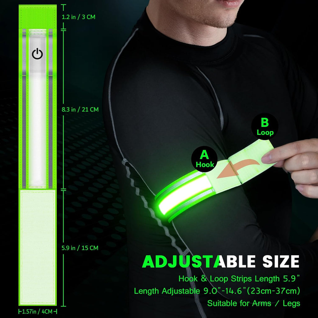 Fokia Kunbio Light Up LED Armband for Running Walking at Night,Reflective Arm Bands for Runners,Rechargeable Jogging Lights,High Visibility Night Running Safety Gear Adjustable Running Women Men Kids