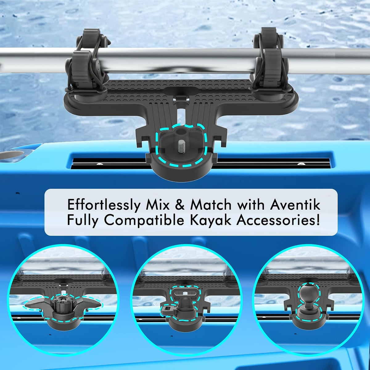 Multifunctional Kayak Paddle Holder, Space-Saving Kayak Paddle Holder, Offset Paddle Holder Kayak Track Mount, Kayak Rail Accessories for Fishing