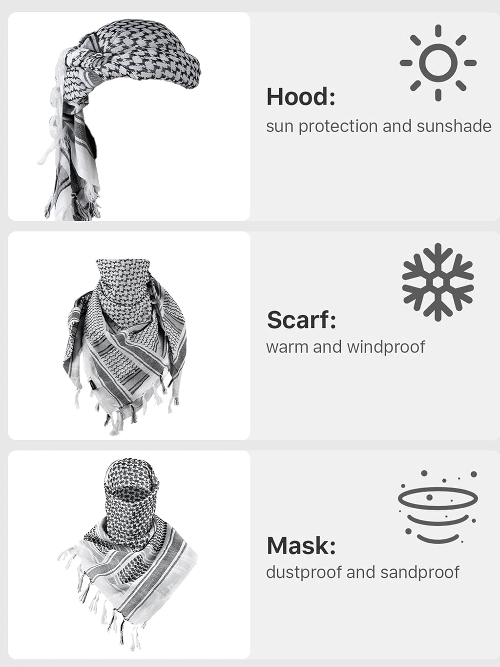 FREE SOLDIER Shemagh Keffiyeh Scarf for Men