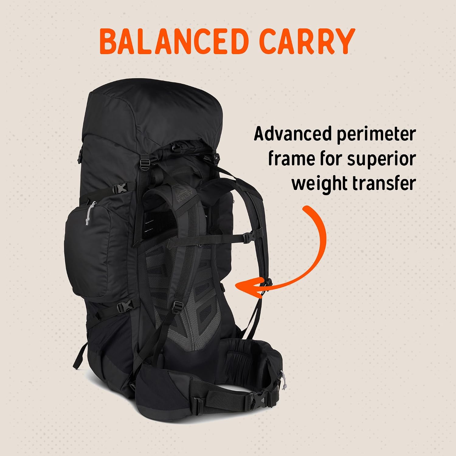 Kelty Coyote 60-105 Liter Internal Frame Backpack - Hiking, Backpacking, Travel, Adjustable Torso (65L / Black)