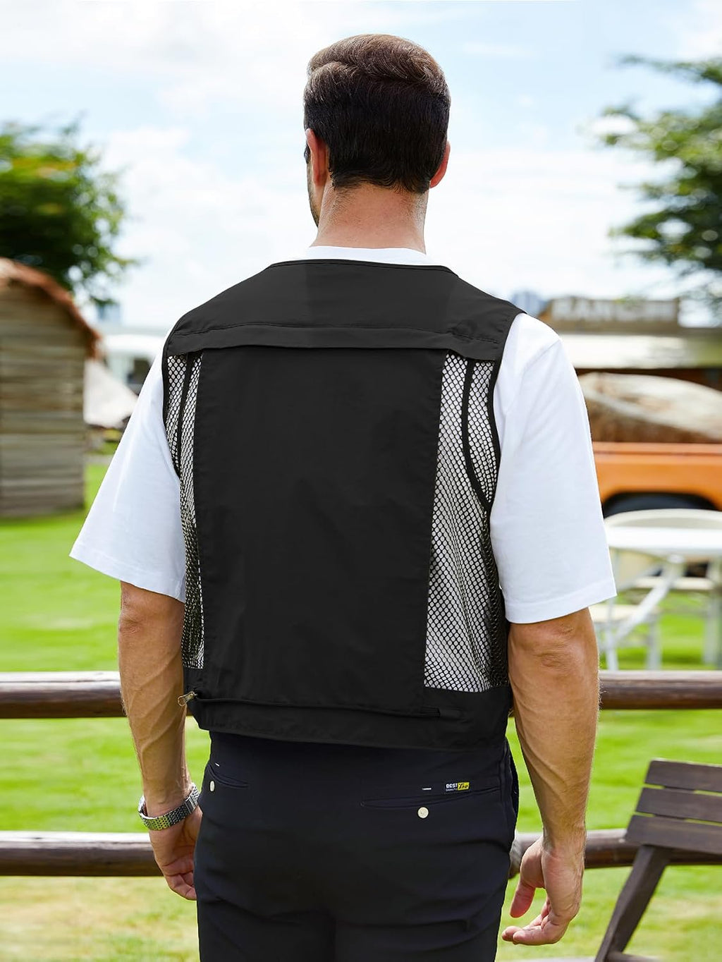 Gihuo Mens Fishing Vest Lightweight Utility Vests Cargo Outdoor Safari Travel Vest with Pockets