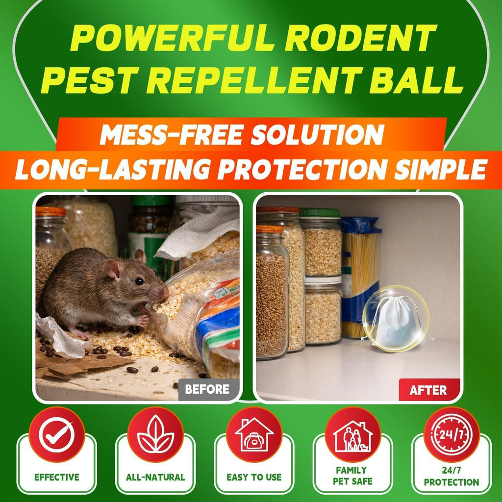 Rodent Mole Repellent Indoor Outdoor - 32 Packs Peppermint Essential Oil Extra Strength for Mice Rat Mouse Bug Spider Roach Repellent Pouches, Moth Balls Pest Control Natural Home Safe
