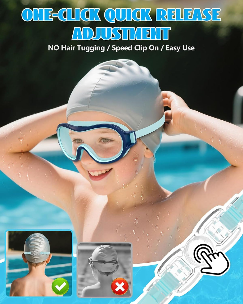 Aegend 2 Pack Swim goggles for Kids 3-15, Anti-Fog Anti-UV Wide Vision Waterproof, No leak Swimming goggles for Boys Girls