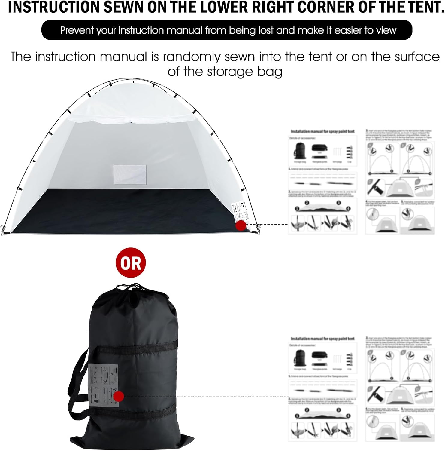 Siebwin 10x10x6.2ft Spray Paint Tent, Mesh Screen & Windproof Hooks, White