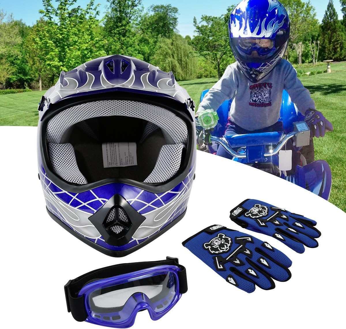 SLMOTO Kids Dirt Bike Helmets Approved for Motorcycle ATV Motocross Gear