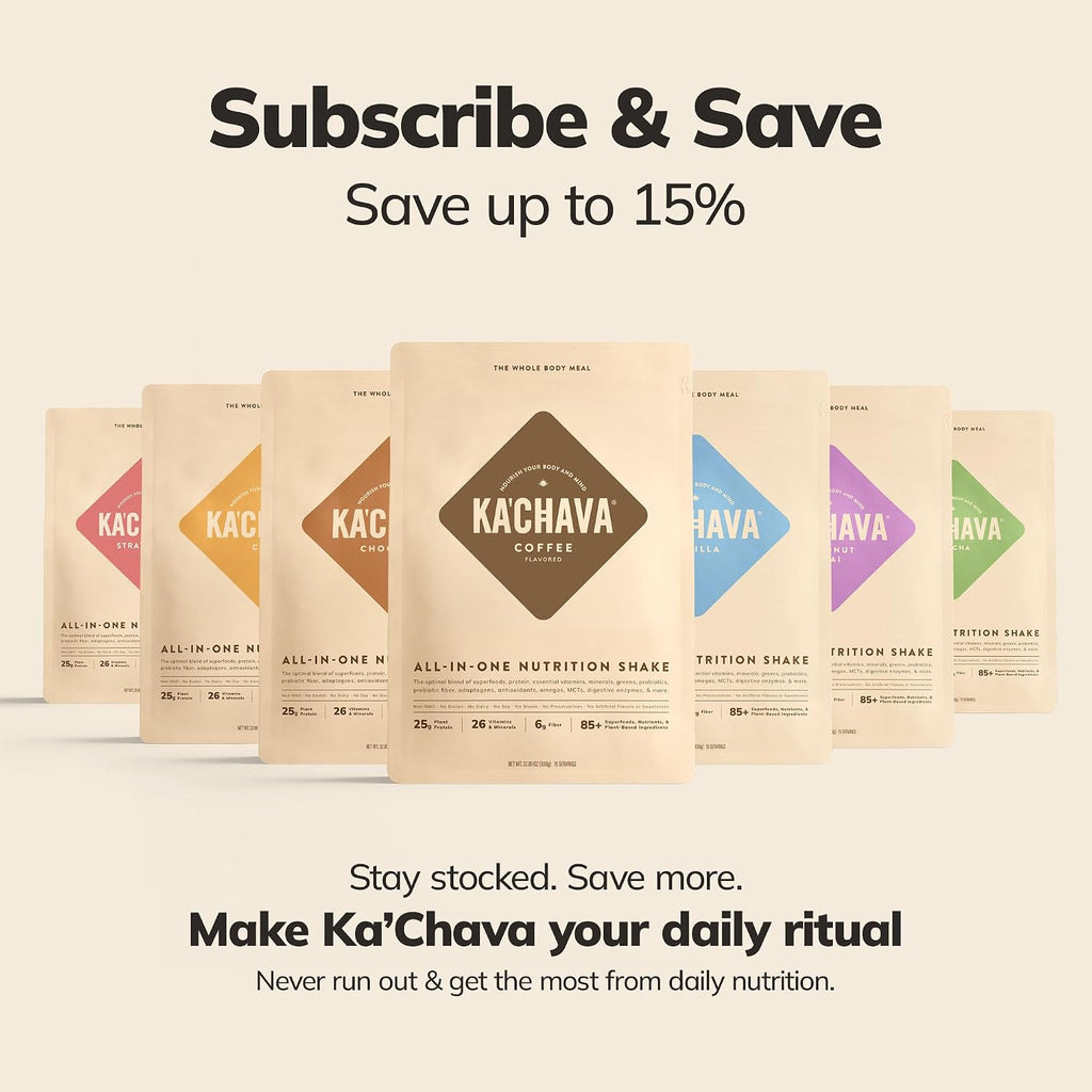 Ka’Chava Whole Body Meal Shake Matcha 2 lb – Vegan Protein Powder with 85+ Superfoods & Greens – Plant-Based Meal Replacement with Probiotics & Digestive Enzymes – Gluten & Dairy Free (15 Servings)