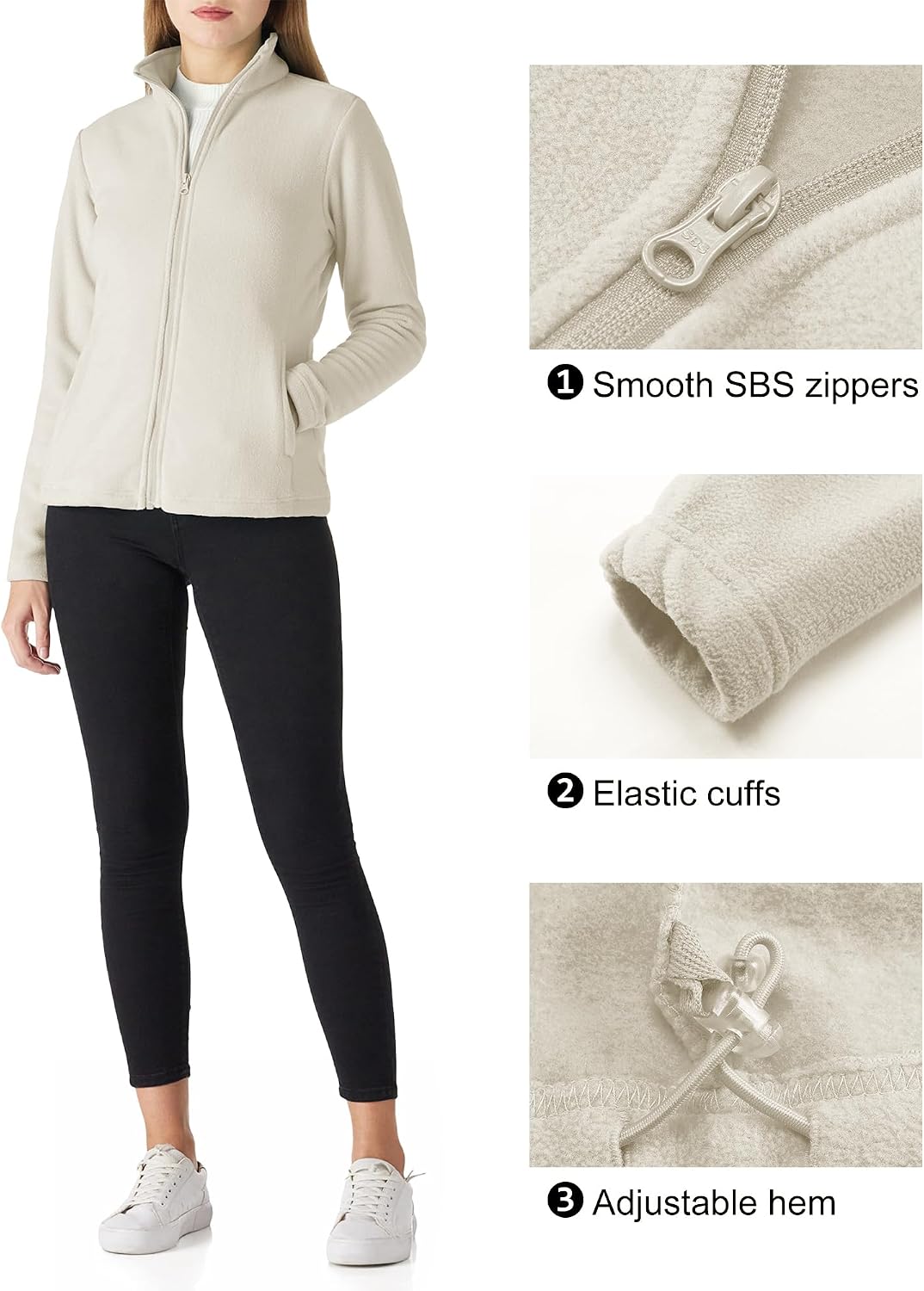 Outdoor Ventures Women's Lightweight Warm Polar Fleece Jacket Zip Up