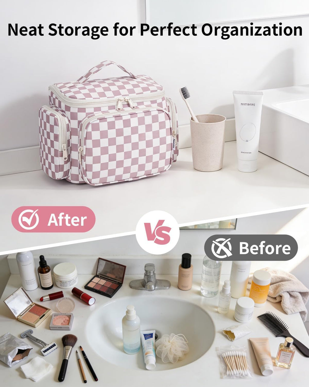 Narwey Hanging Travel Toiletry Bag for Women, Large Makeup Cosmetic Bag