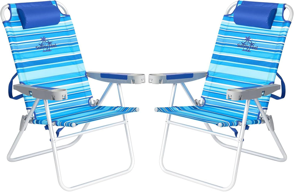 SUNNYFEEL Tall Beach Chair for Adults, High Back High Seat Folding Chairs