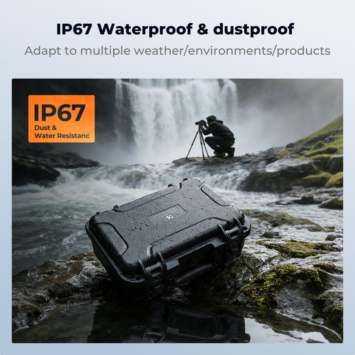 K&F CONCEPT Waterproof Hard Case, IP67 Protective Case with Pre-Scored Foam