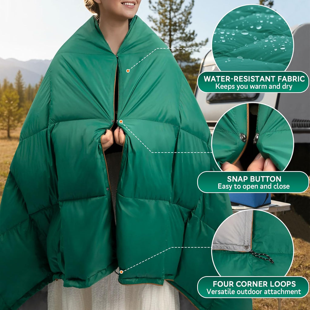 Down Camping Blanket, Lightweight Packable Outdoor Blanket, Warm