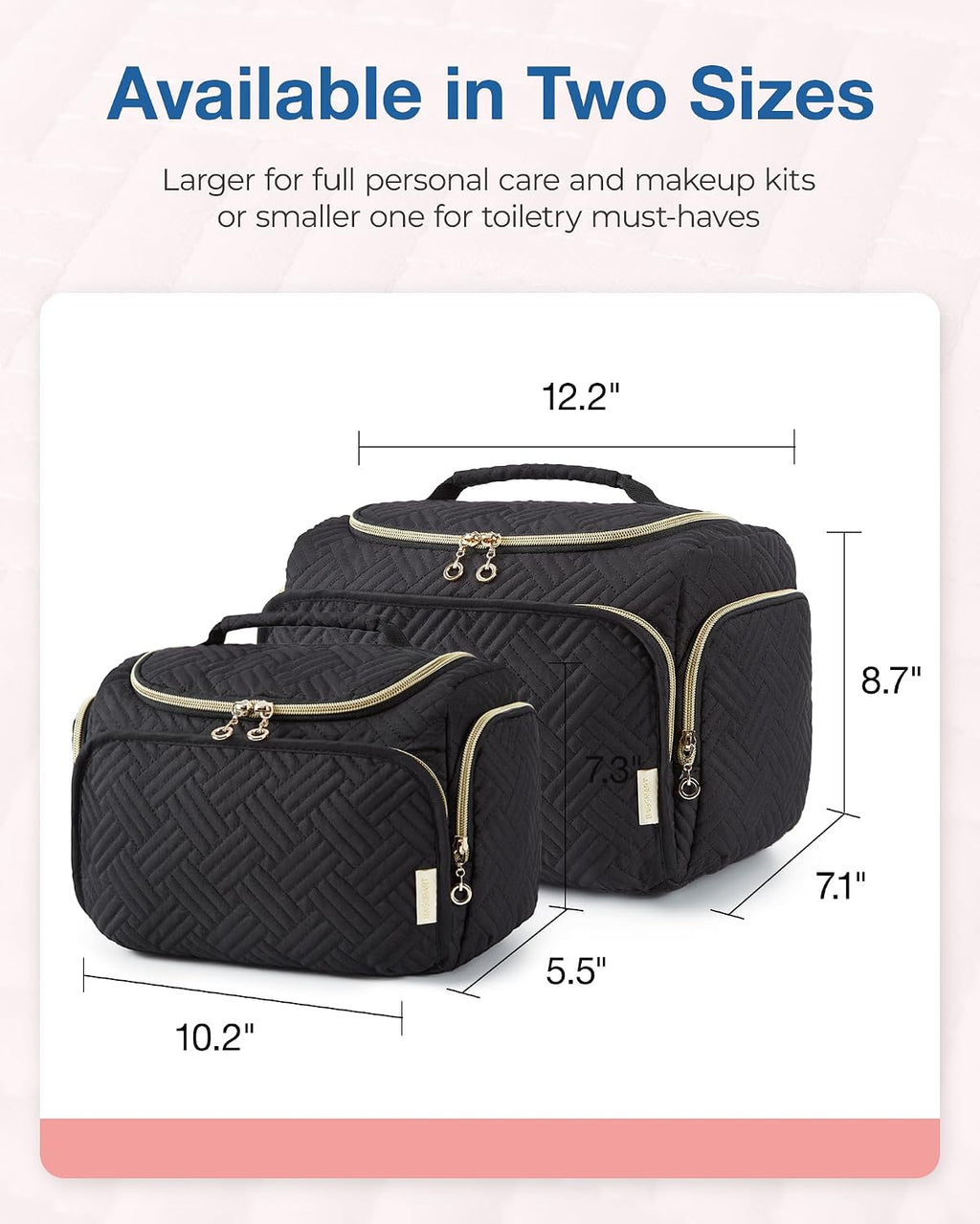 BAGSMART Travel Toiletry Bag for Women, Cosmetic Bag Makeup Bag Organizer with Handle, Travel Bag for Toiletries, Travel Accessories, Full Sized Container