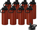 DOMICARE 16 oz Kids Water Bottle for School Stainless Steel Double Wall Vacuum Insulated Water Bottle with Straw lids & Spout Lid, Leakproof BPA Free (Red,8)