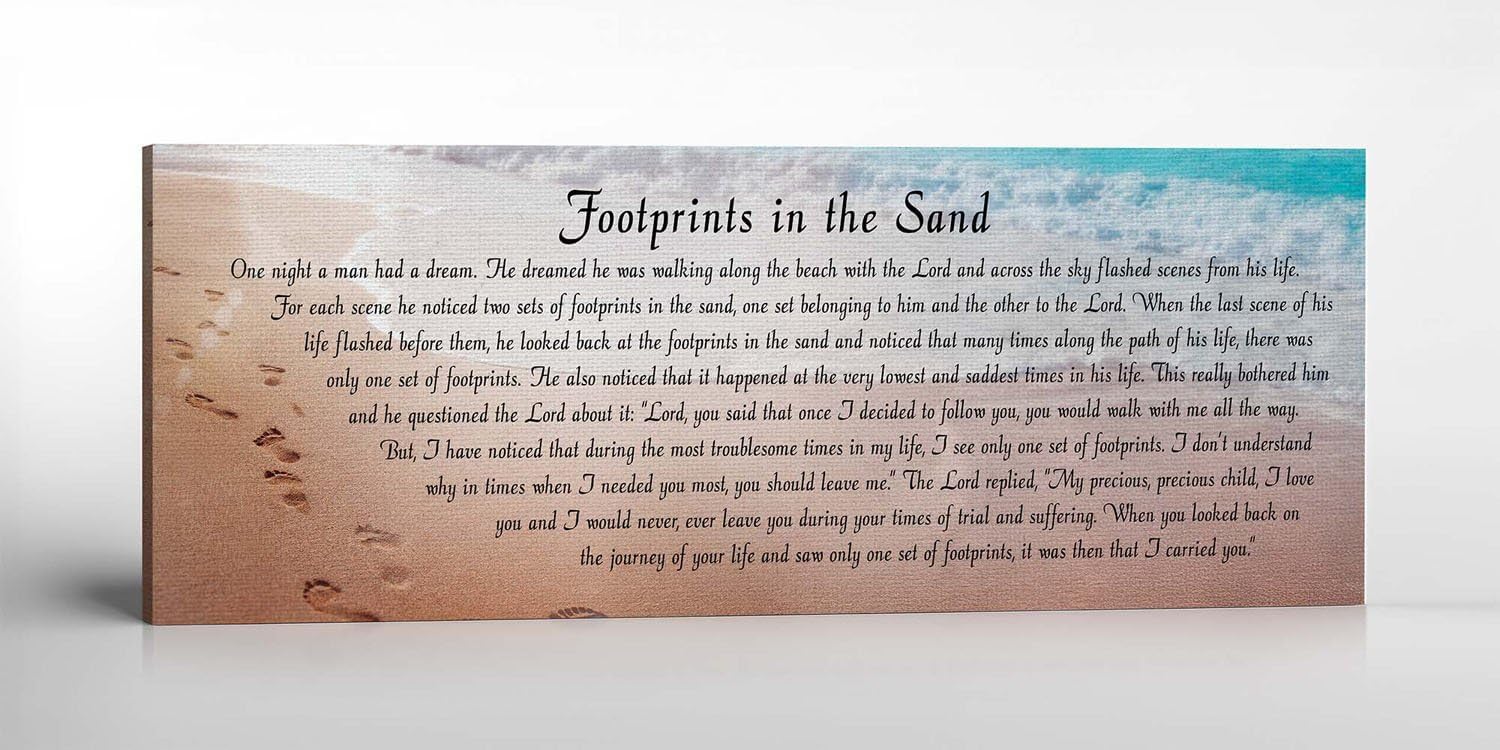 Footprints in the Sand Wall Decor, Footprints in the Sand Inspirational Wall Art, Beach Decor, Christian Gifts for Men and Women Chrisitan Wall Decor, Sympathy Gift, Gift Ready To Hang C3001-16x40