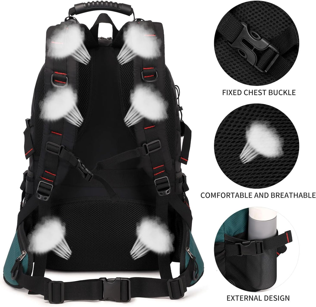 Nerlion 40L Hiking Backpack Travel Backpack for Men Women Camping Waterproof Outdoor Hiking Daypack Lightweight Backpack (Dark Green)