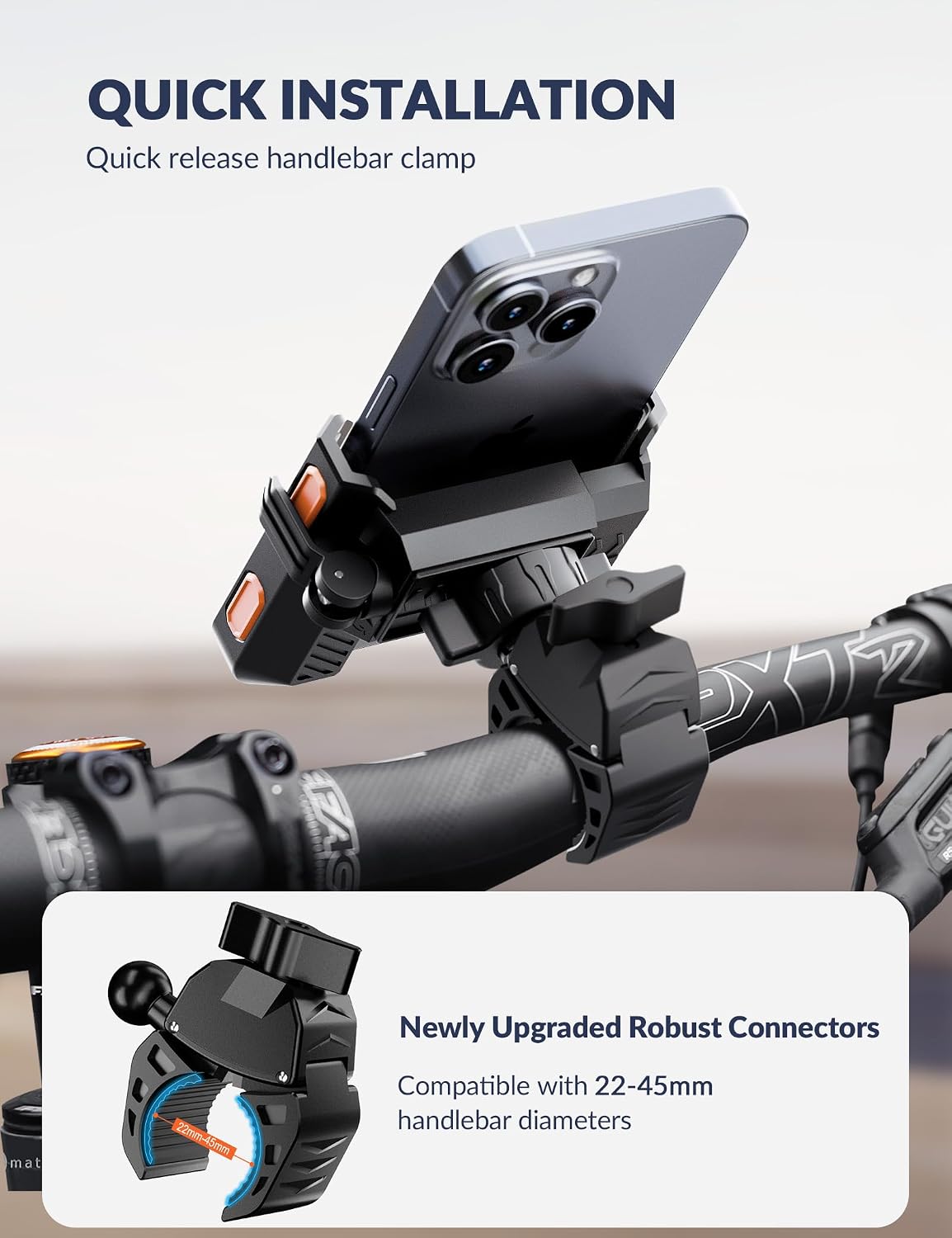 Grefay Bike Phone Mount for Electric, Mountain, Scooter, and Dirt Bikes
