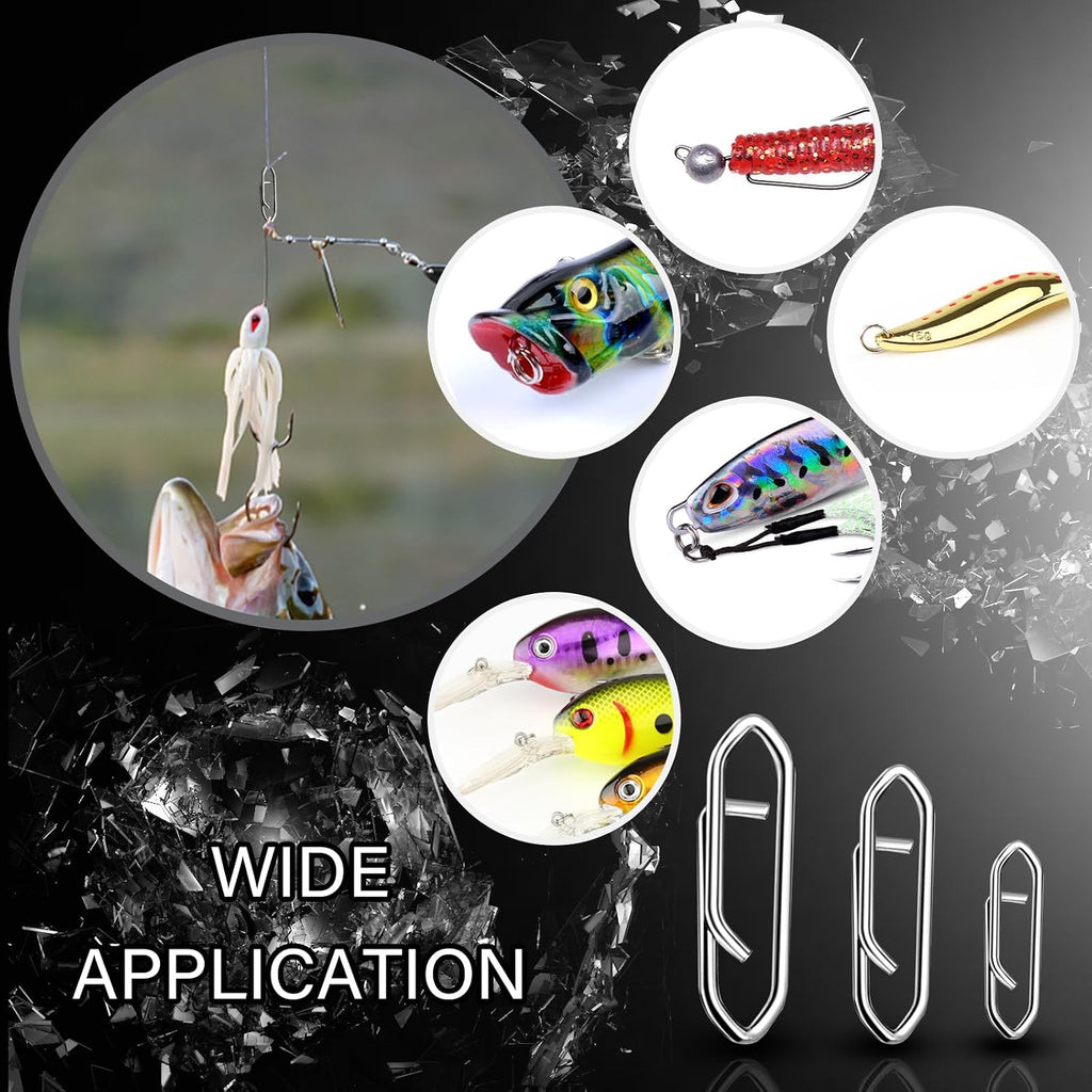 Atibin Stainless Lock Snaps Swivel Steel Saltwater Connector Fishing Snap Line High Strength Fishing Clip Power Lure Connector White Nickel