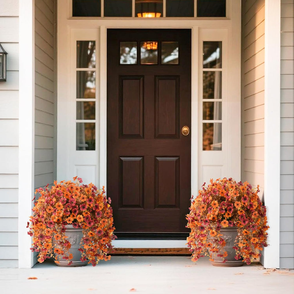 Homsunny Artificial Faux Mums Fall Flowers for Outdoor Outside Decoration