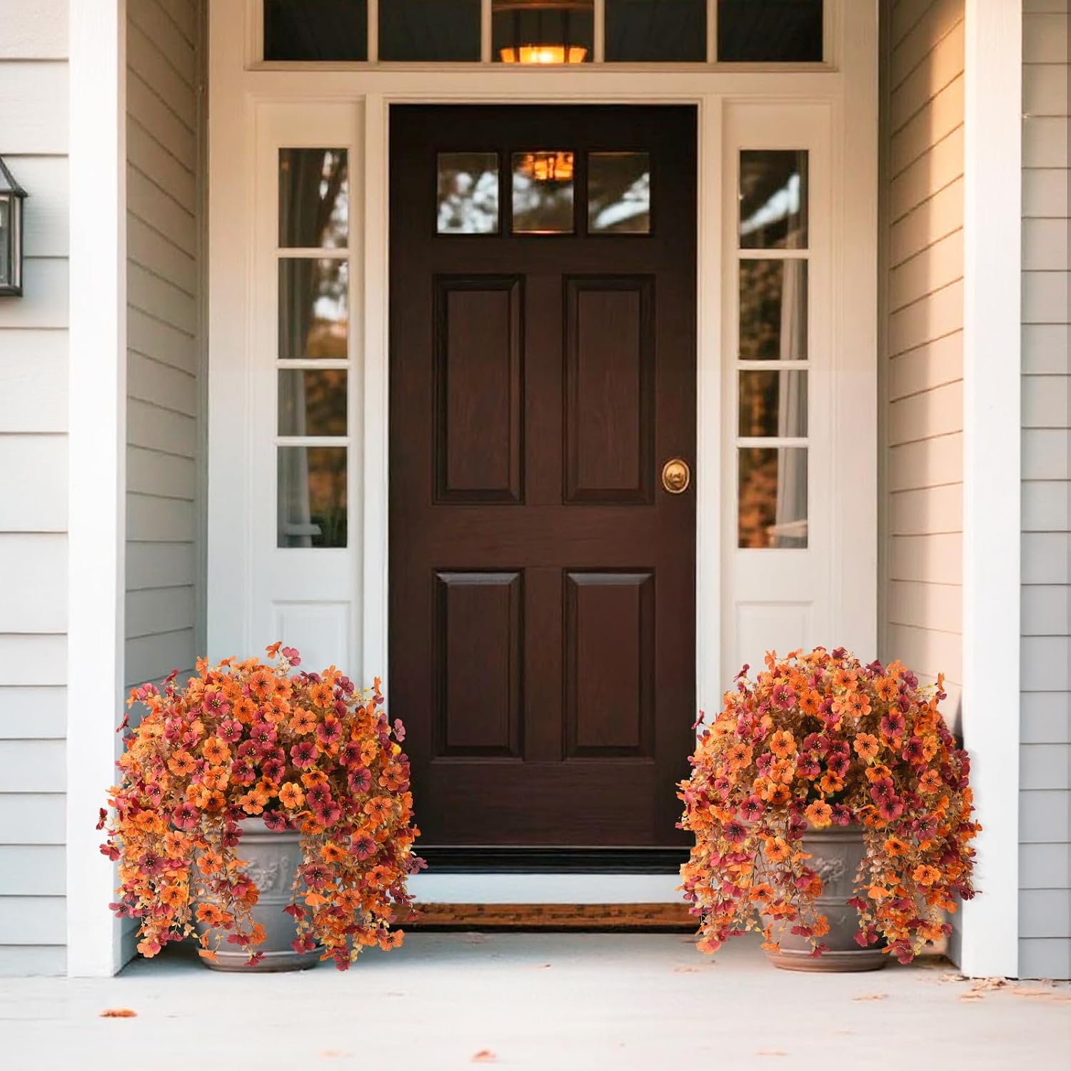 Homsunny Artificial Faux Mums Fall Flowers for Outdoor Outside Decoration