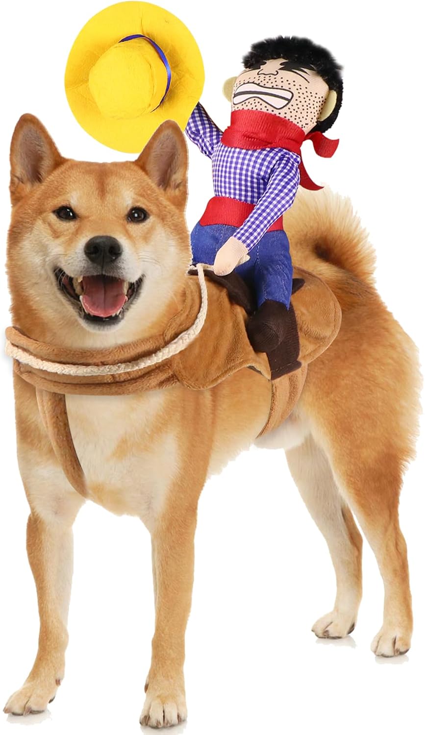 GOYOSWA Dog Cowboy Costume, Dog Halloween Costumes Cowboy Rider Dog Costume Funny Dog Costume for Small Medium Large X-Large Dogs (XX-Large)