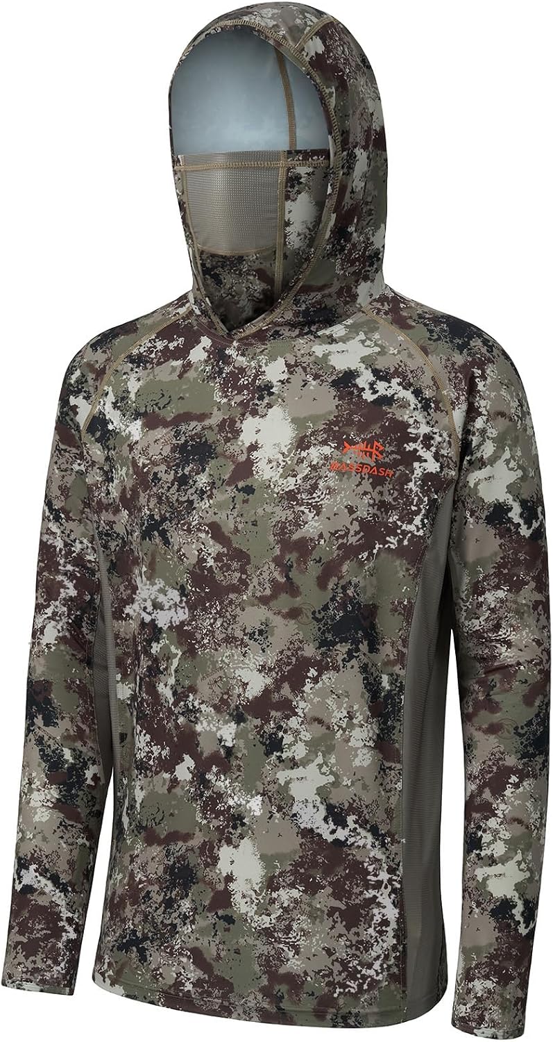 BASSDASH Men's UPF 50+ Camo Long Sleeve Hunting Fishing Hoodie Shirt