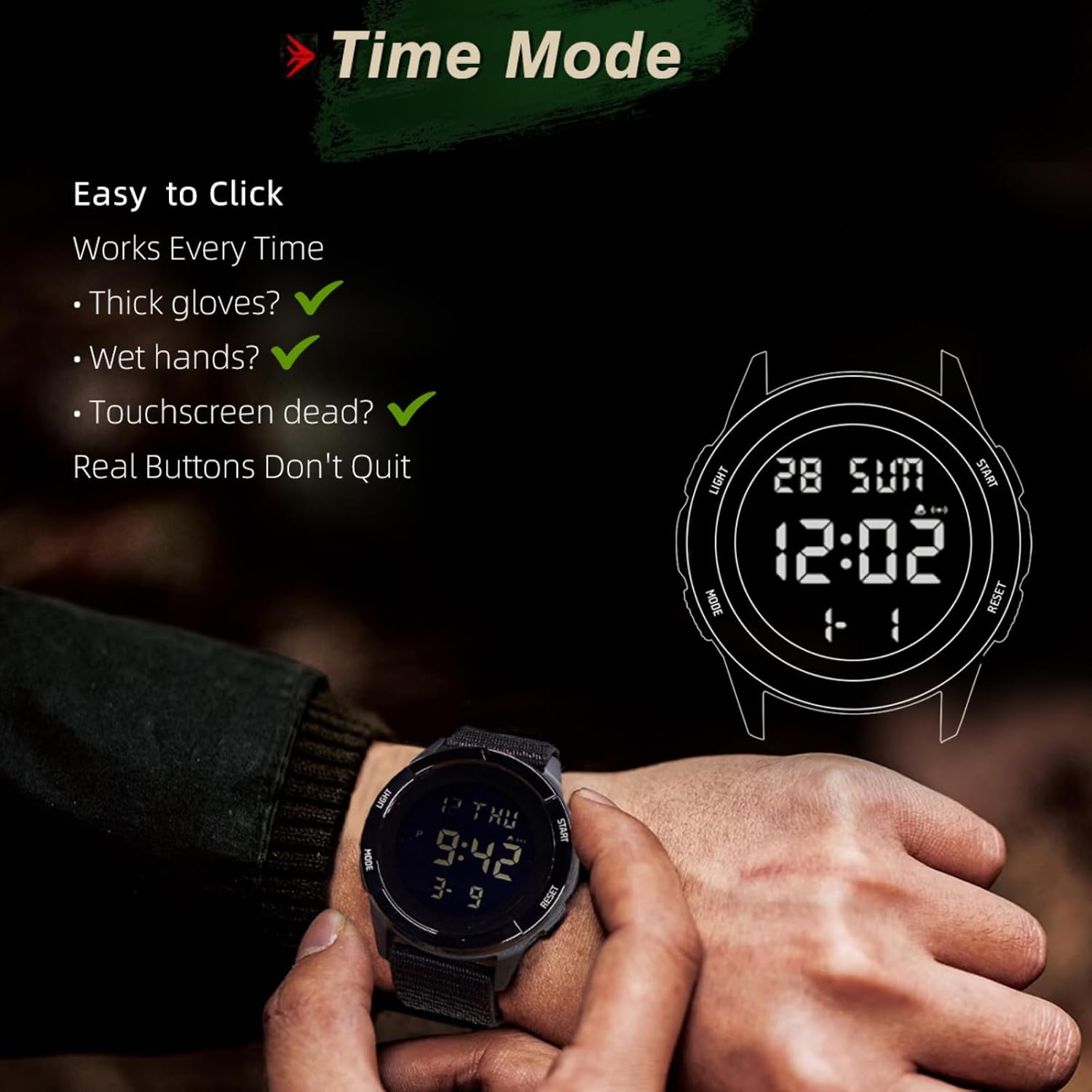 Digital Watch for Men Tactical Military Waterproof Sports Wristwatch Nylon