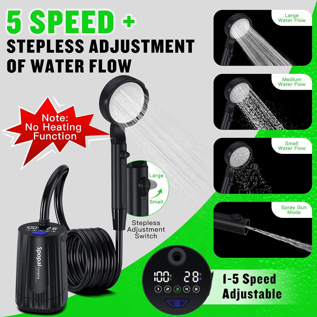 Spopal 10000mAh Camping Shower with Collapsible Bucket Handle 20L