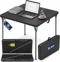 34" Square Folding Table for 4 Person, 330lbs Weight Capacity Foldable Table with HDPE Tabletop & Heavy-Duty Steel Legs, Large Portable Picnic Table for Indoor Outdoor Parties, Camping, Black