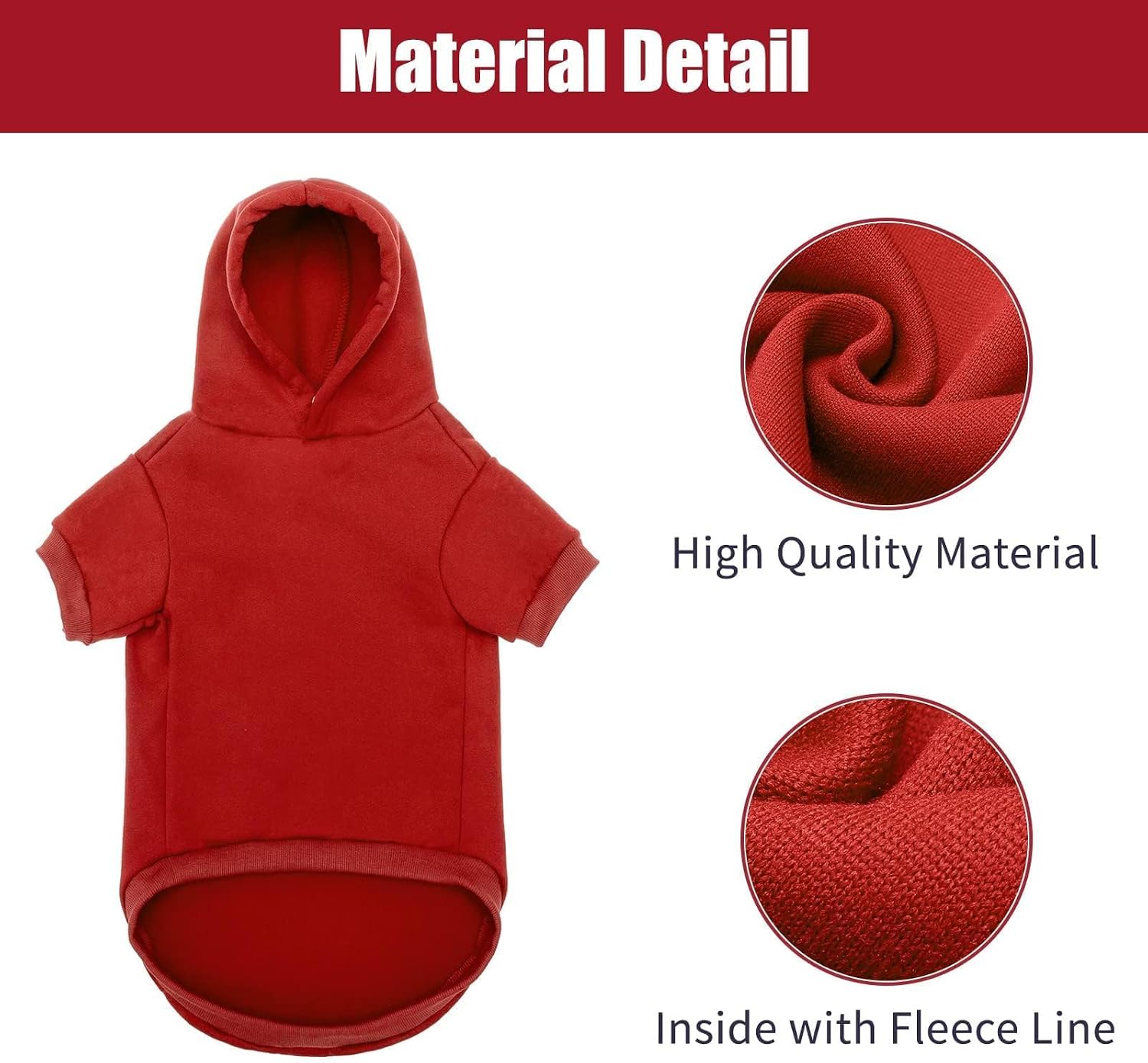 BINGPET Security Dog Hoodie, Pet Sweater Clothes with Leash Hole, Red