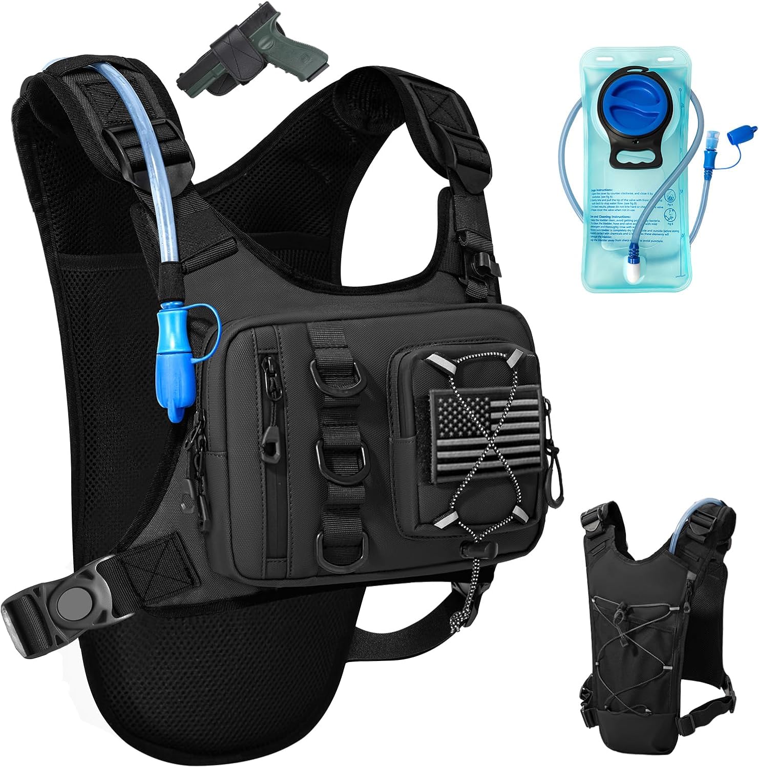 Outdoor Hydration Vest for Running & Hiking, Lightweight Breathable Water Backpack with 2.0L Bladder, Bounce-Free Chest Pack for Marathon, Cycling, Trekking for Men and Women