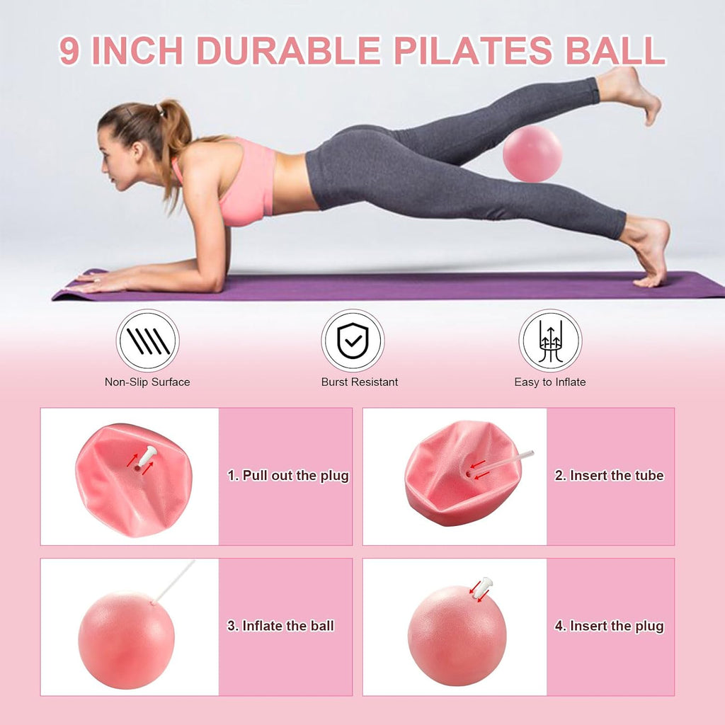 KANGFITER Pilates Kit with Ankle Weight, Pilates Ring Ball, Resistance Band