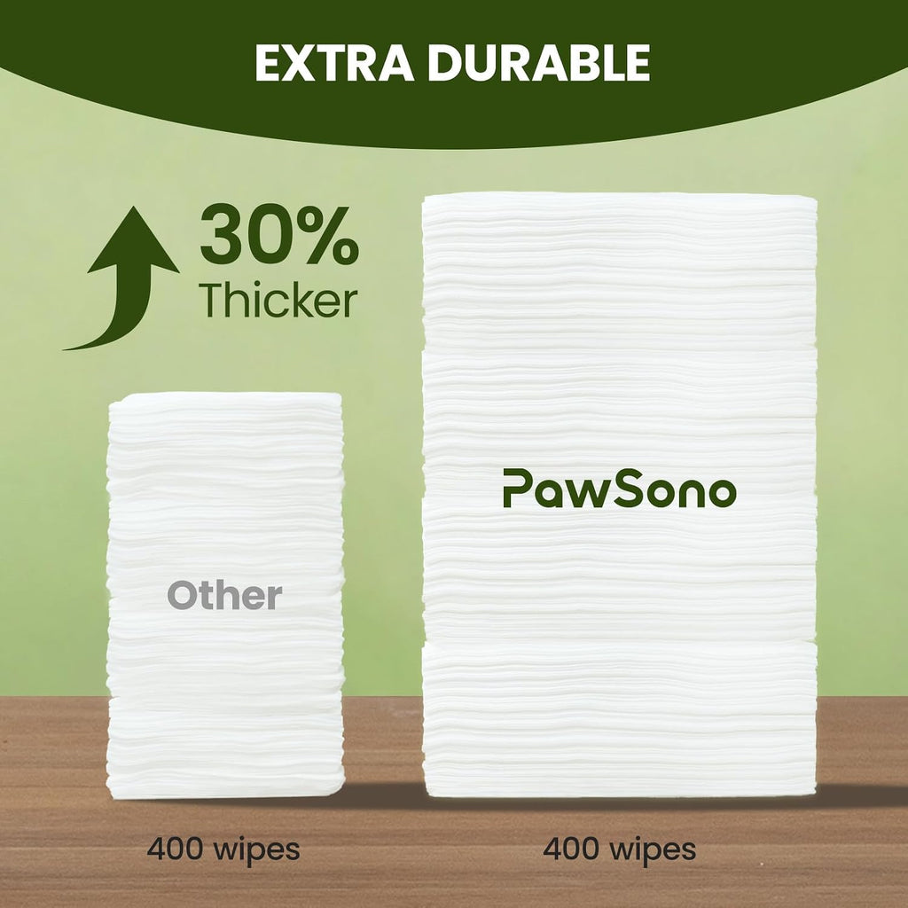 PawSono Hypoallergenic Pet Wipes for Dogs, Cats & Small Animals, 400 Coun