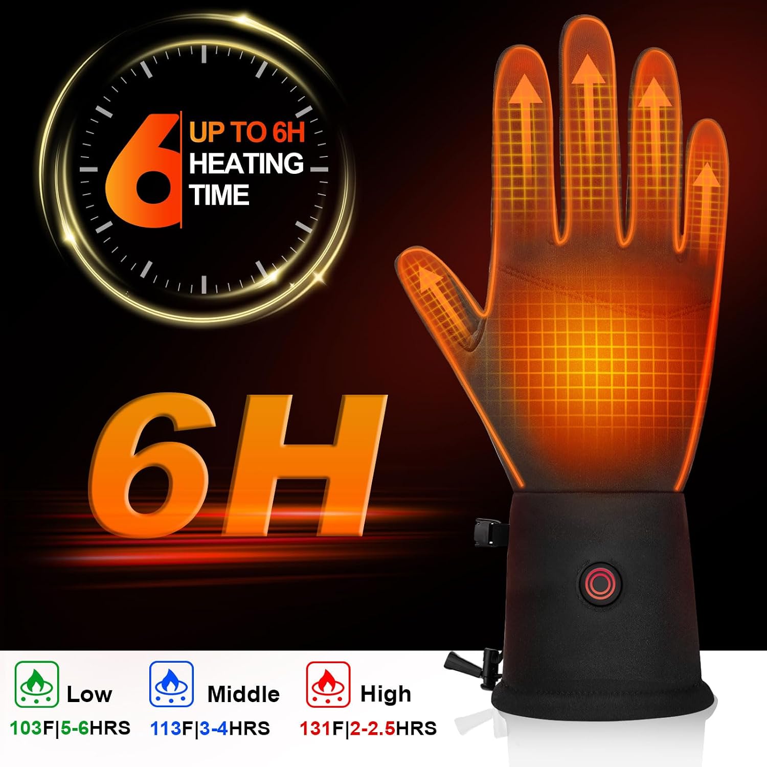 Heated Gloves Liners Rechargeable for Men & Women Thin Electric Gloves