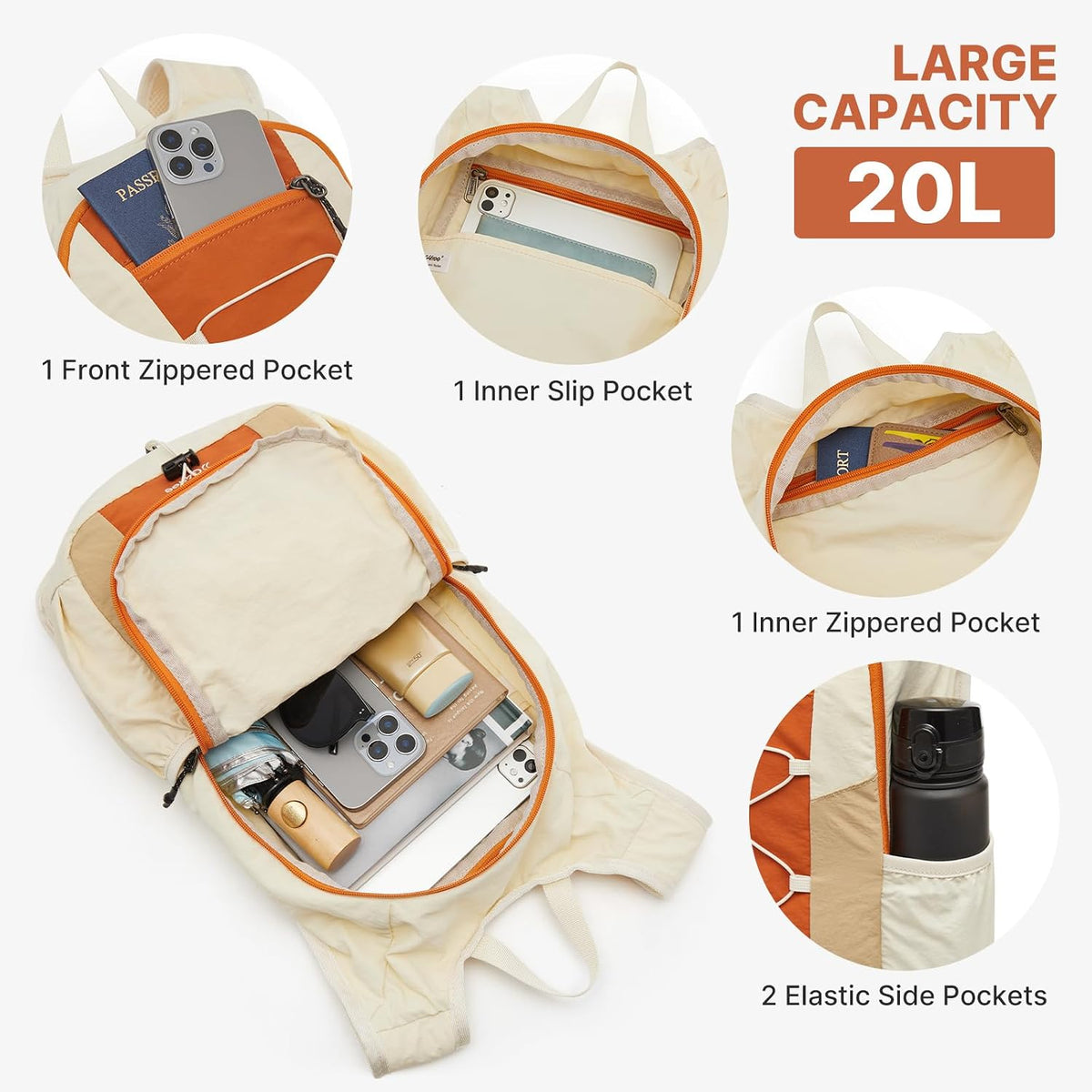 G4Free 20L Lightweight Packable Hiking Backpack for Women Men